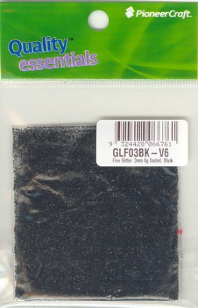 Fine Glitter .3mm 6g Sachet, Black Fine Glitter .3mm 6g Sachet, Black