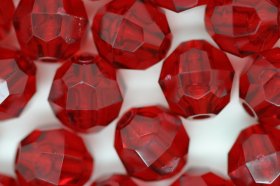10mm Facet Beads Transparent; Ruby 25g (approx 50p) 10mm Facet Beads Transparent; Ruby 25g (approx 50p)