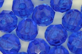 10mm Facet Beads Transparent; Dark Sapphire 25g (approx 50p) 10mm Facet Beads Transparent; Dark Sapphire 25g (approx 50p)