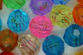 10mm Facet Beads Transparent; Multi 25g (approximately 50p) 10mm Facet Beads Transparent; Multi 25g (approximately 50p)
