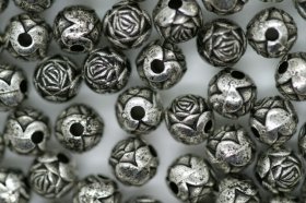 6mm Metallic Antique Silver Rosebud 10g 6mm Metallic Antique Silver Rosebud 10g