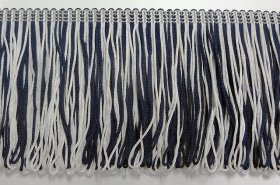 100mm Loop Fringe Navy Blue and White 100mm Loop Fringe Navy Blue and White