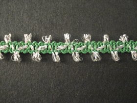 Glitter Braid per mtr; Silver/Emerald; price per mt Glitter Braid per mtr; Silver/Emerald; price per mt