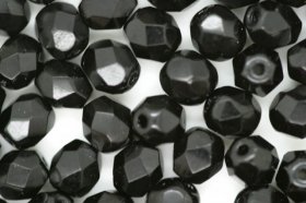6mm Czech Fire Polished Facet Beads Black 100g
