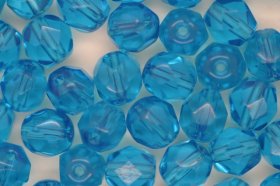 6mm Czech Fire Polished Facet Beads Blue 100g