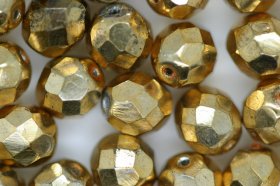 8mm Czech Fire Polished Facet Beads Gold 25g