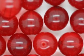 10mm Czech Round Bead; Transparent Red 25 grams