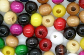 Wooden Beads, 6mm, 100 pieces, Mixed (2mm hole)
