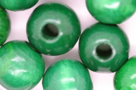 Wooden Beads, 14mm, 100 pieces, Green (5mm hole)