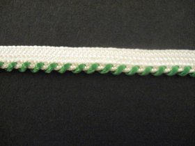 Braid Two-tone; White/Emerald, price per mtr
